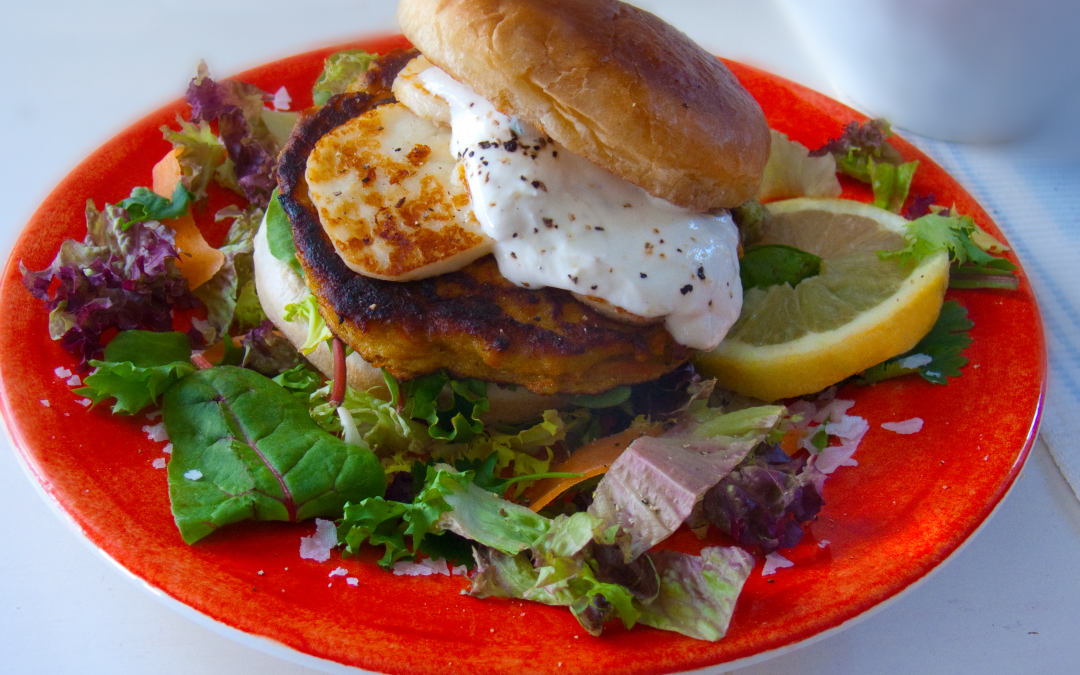 Carrot Burgers With Creamy Lemon Yogurt Dressing